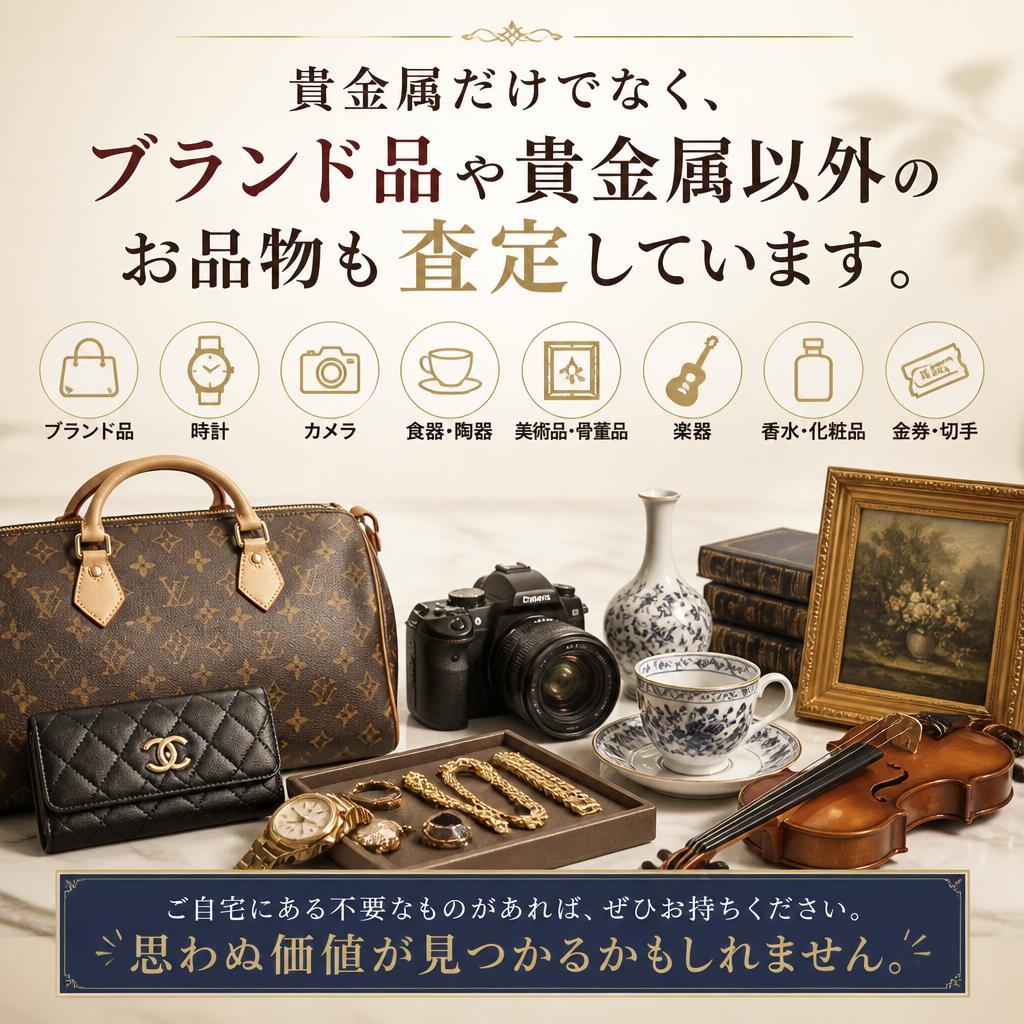貴金属以外のお品物も査定可能