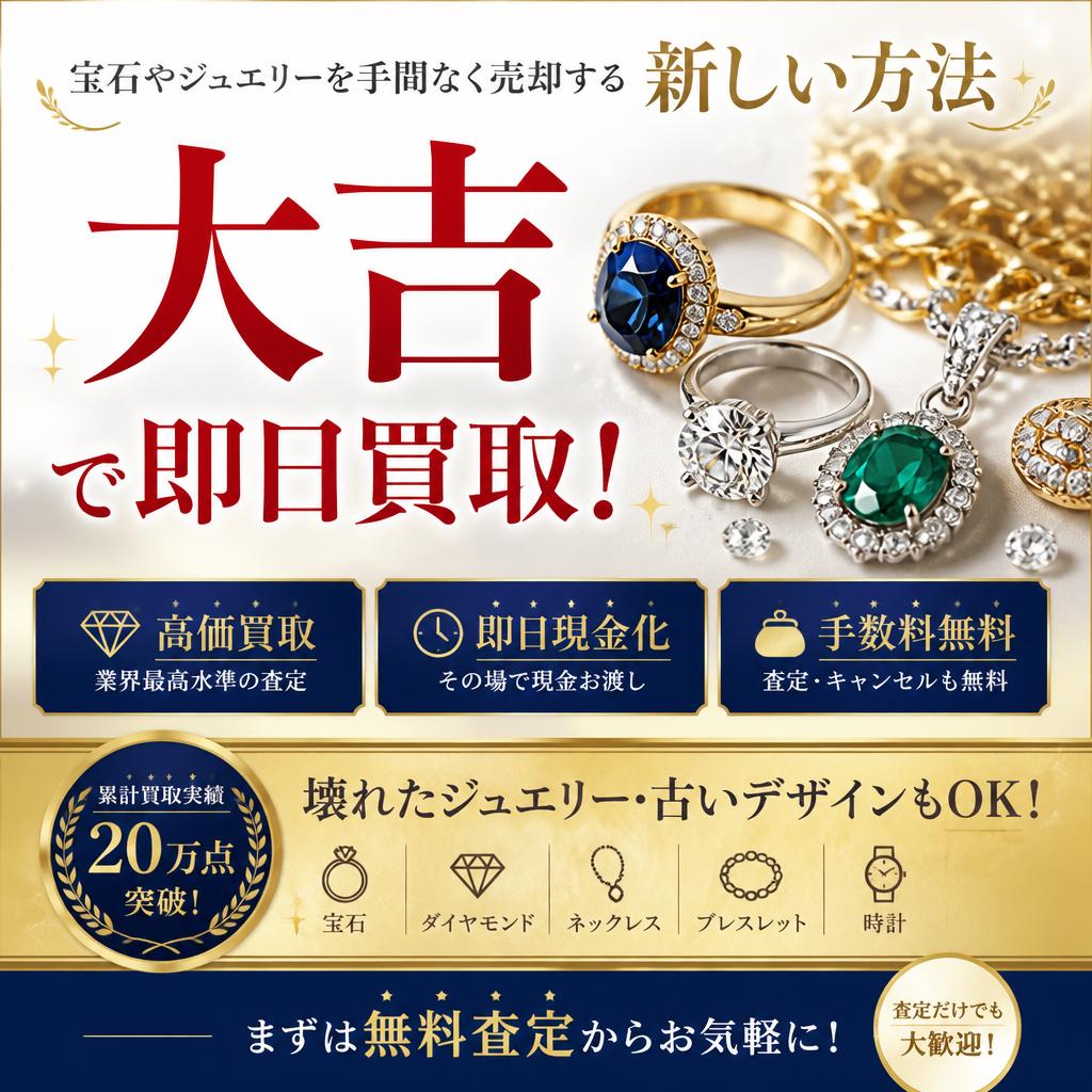 大吉で即日買取！宝石やジュエリーを手間なく売却する新しい方法