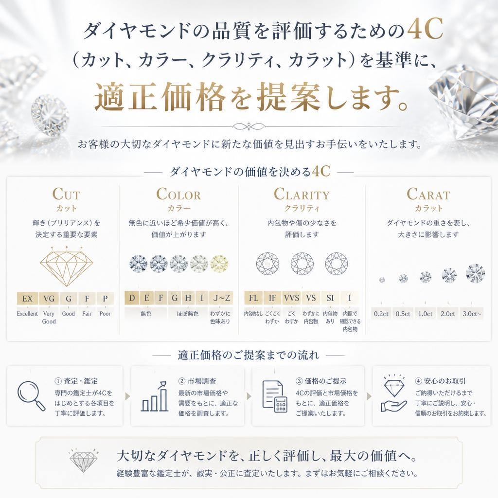 ダイヤモンドの価値を見極めるポイント