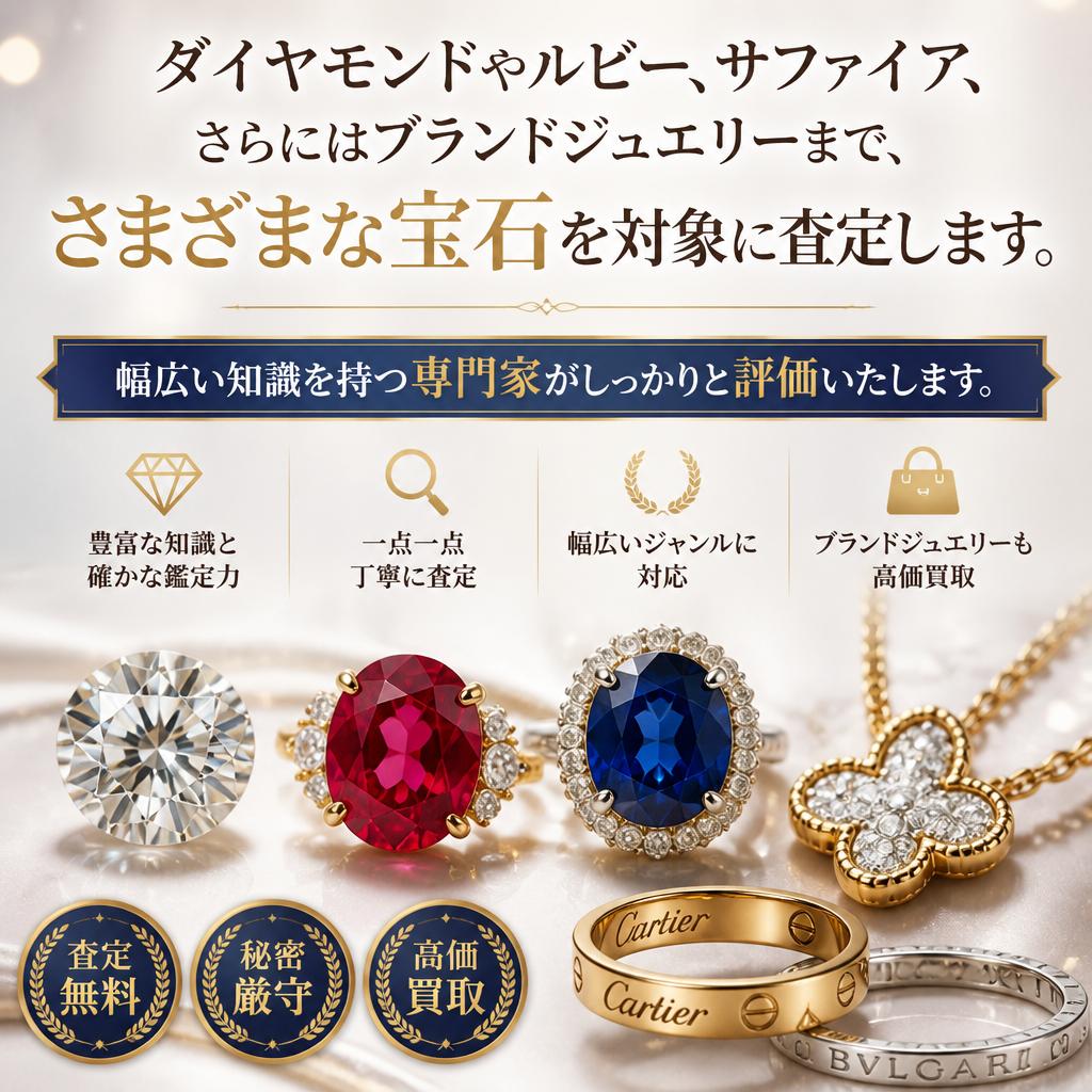 宝石からジュエリーまで幅広く対応