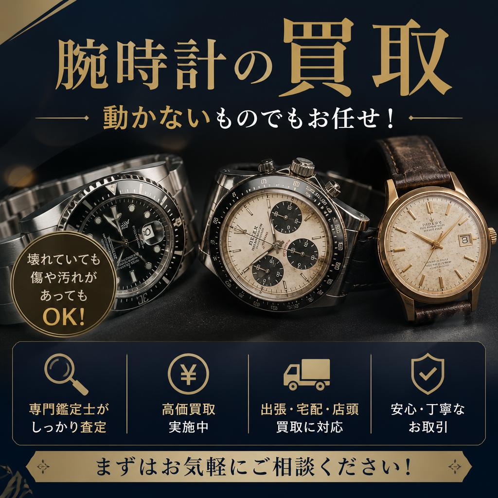 腕時計の買取、動かないものでもお任せ！